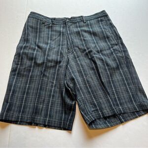 Tommy Bahama Men's Shorts Navy Blue/Grey Plaid Size 34 Silk/Linen